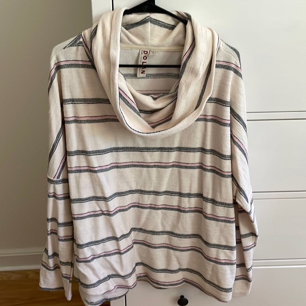 Cowl neck stripe top